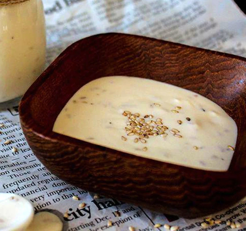 Sour cream with sesame seeds